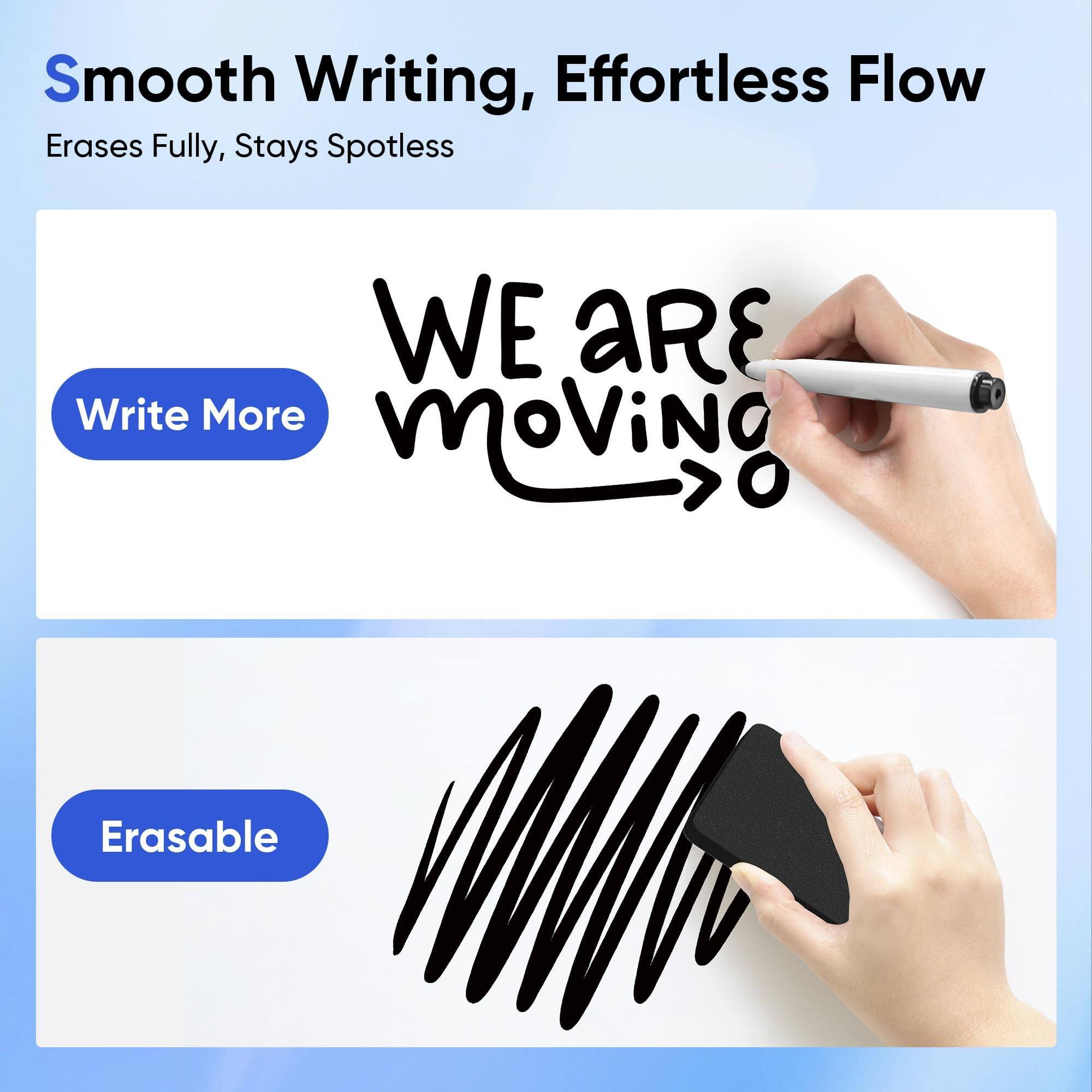 Smooth Writing, Effortless Flow  
Erases Fully, Stays Spotless  

Write More  

WE ARE MOVING  

Erasable