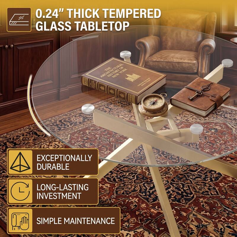 0.24" THICK TEMPERED GLASS TABLETOP

ARCHITECTURAL HISTORY OF NEW YORK

EXCEPTIONALLY DURABLE LONG-LASTING INVESTMENT

SIMPLE MAINTENANCE