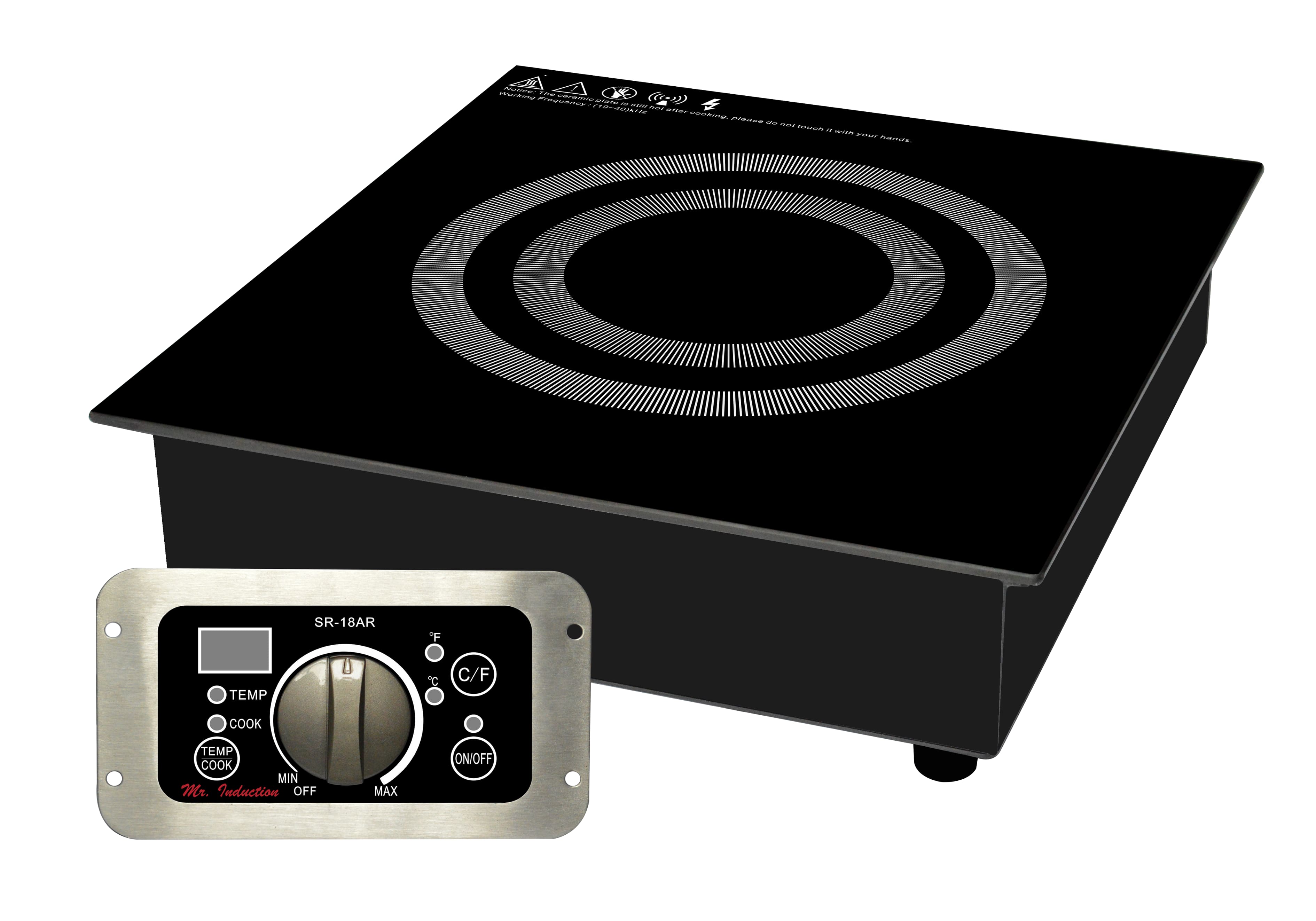 SPT - 1800W Built-In/Countertop Commercial Induction Cooktop - Black