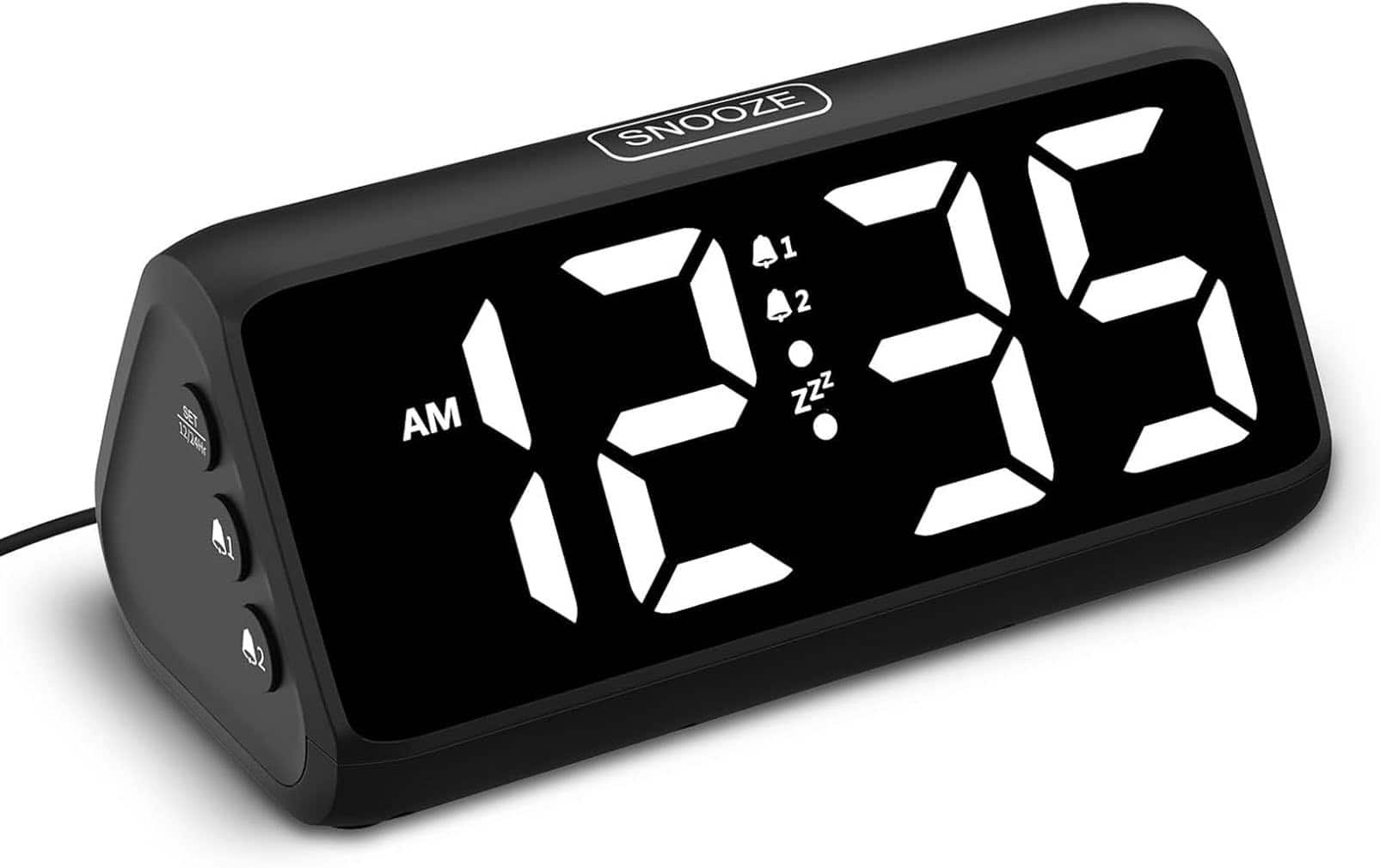 FINEAK - Loud Alarm Clock Digital Clock with 5 Dimmers,2 Alarms - Black-white