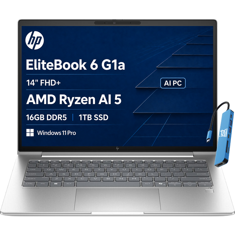 hp EliteBook 6 G1a  
14" FHD+  
AMD Ryzen AI 5  
16GB DDR5  
1TB SSD  
AI PC  
Windows 11 Pro