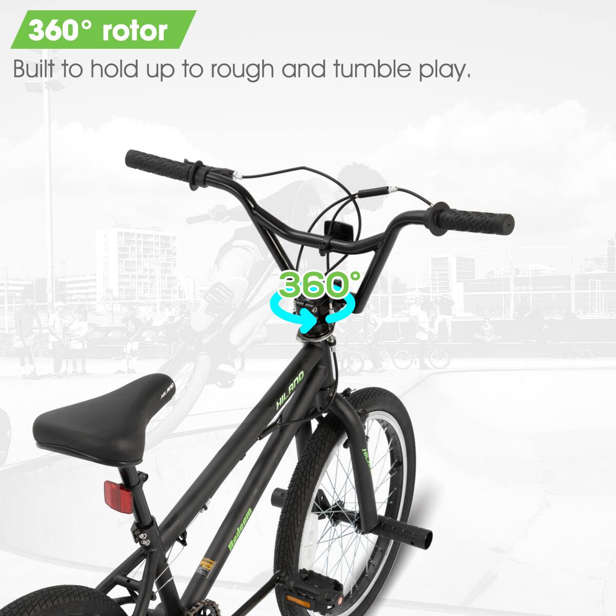 360° rotor  
Built to hold up to rough and tumble play.