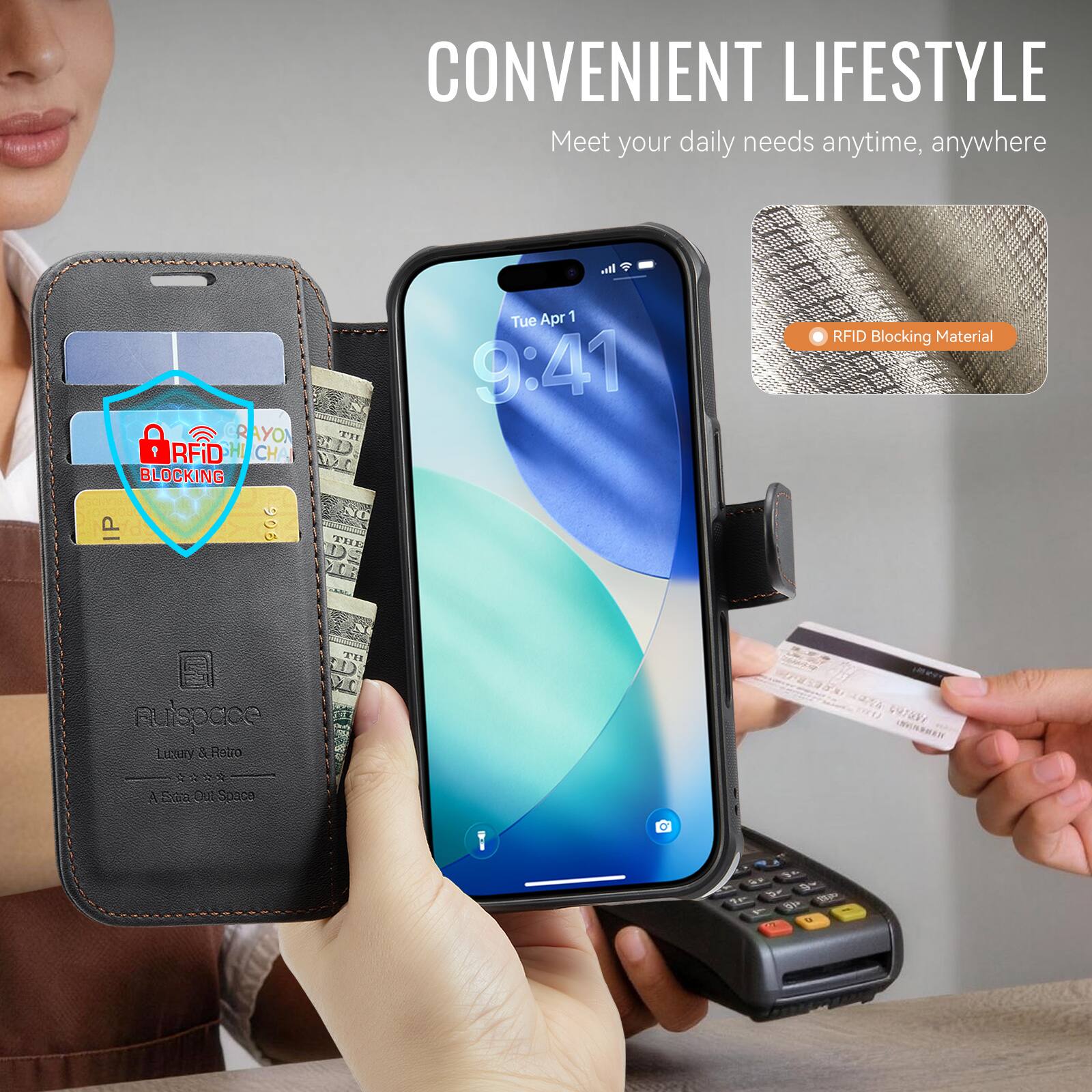 CONVENIENT LIFESTYLE  
Meet your daily needs anytime, anywhere  

GRAYON RFID BLOCKING IP 906  

RFID Blocking Material  

FLUSPACE  
Luxury & Retro  
A Extra Out Space
