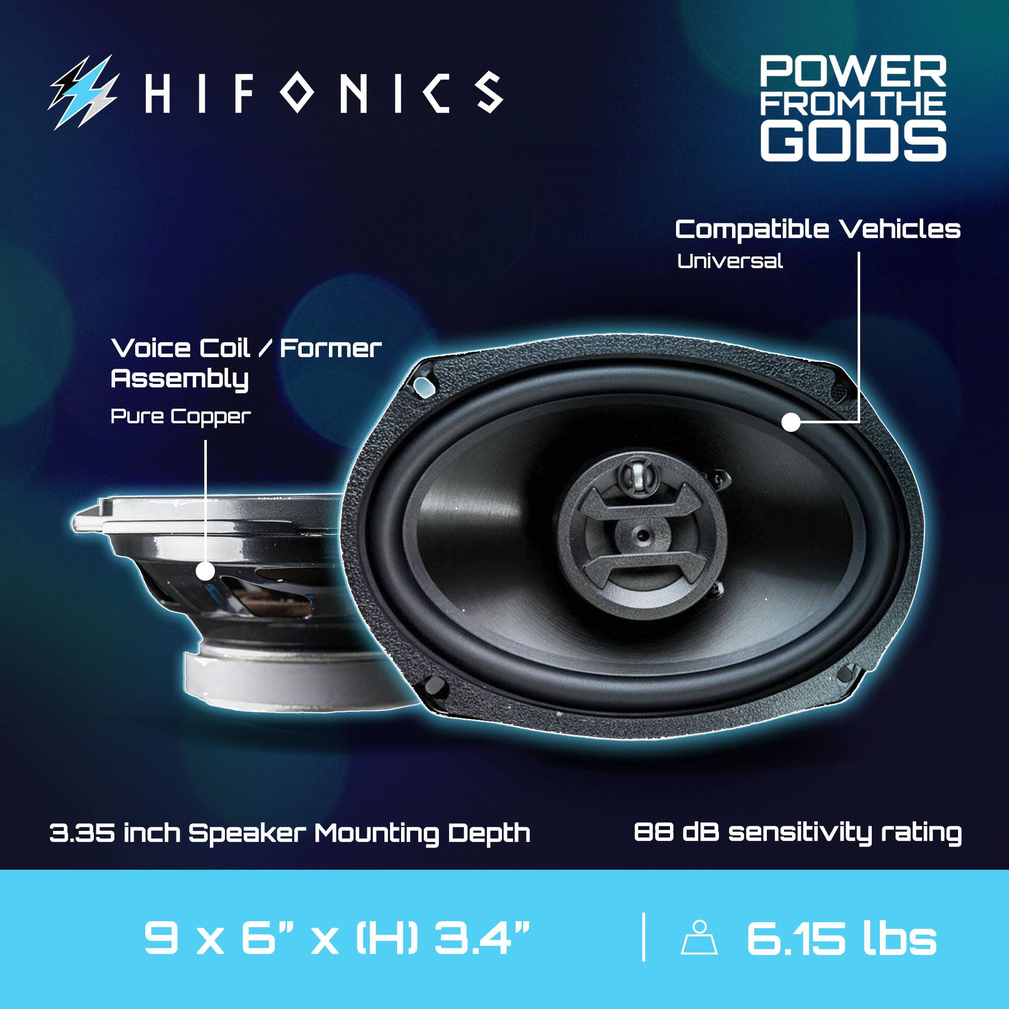 Hifonics Zeus 800 Watt 6 x 9 Inch 3 Way Car Audio Coaxial Speakers