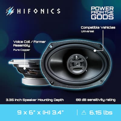 Hifonics Zeus 800 Watt 6 x 9 Inch 3 Way Car Audio Coaxial Speakers Hifonics Zeus 800 Watt 6 x 9 Inch 3 Way Car Audio Coaxial Speakers
