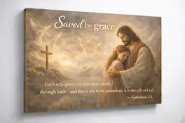FC Design - Large Golden Color Grace Salvation Canvas 24x36" Ready-to-Hang Religious Art Painting Home Wall Decor - MultiColor