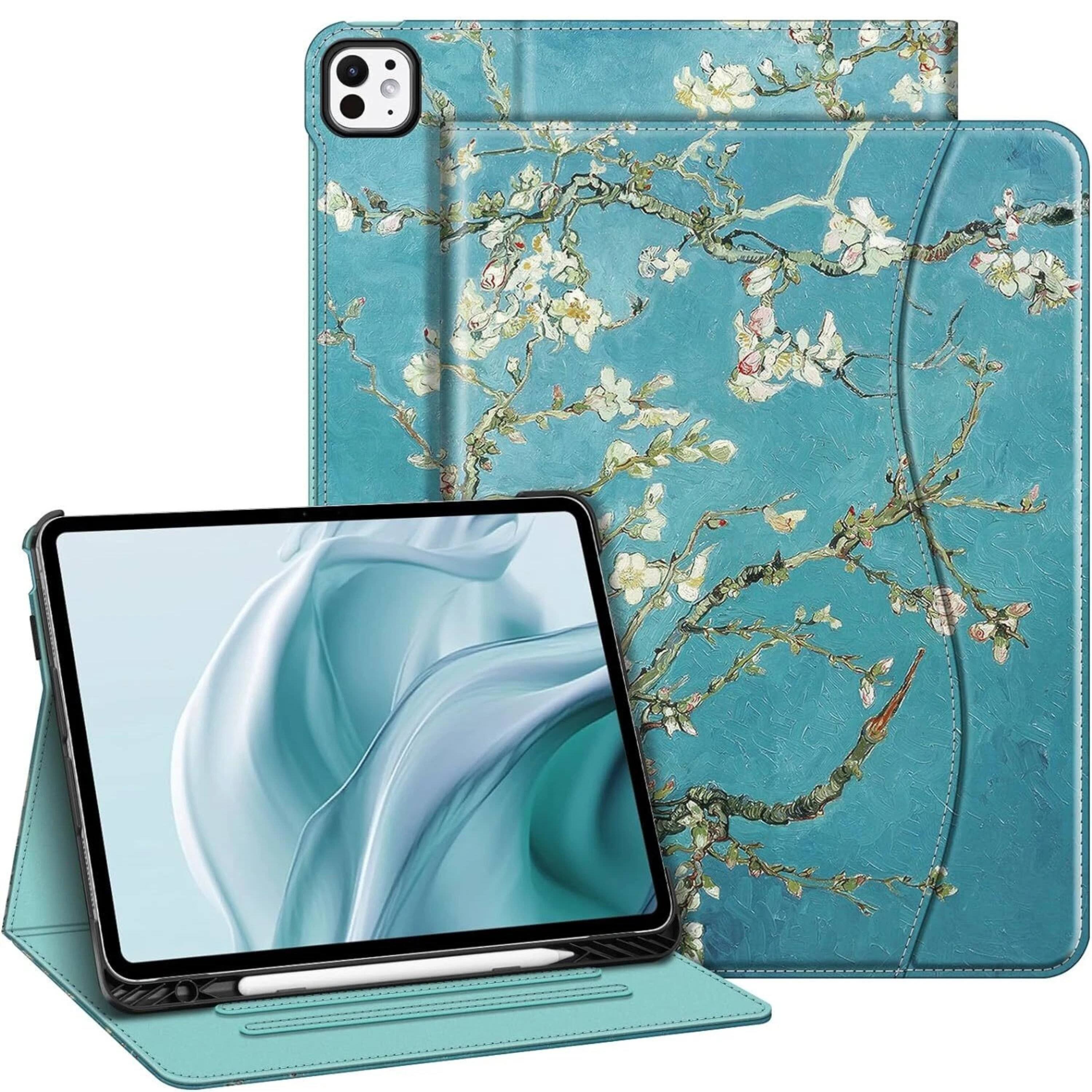 Kitcheniva - Stand Case For iPad Pro M4 2024 Folio Cover With Pencil Holder 13 Inch Blooming - Blossom