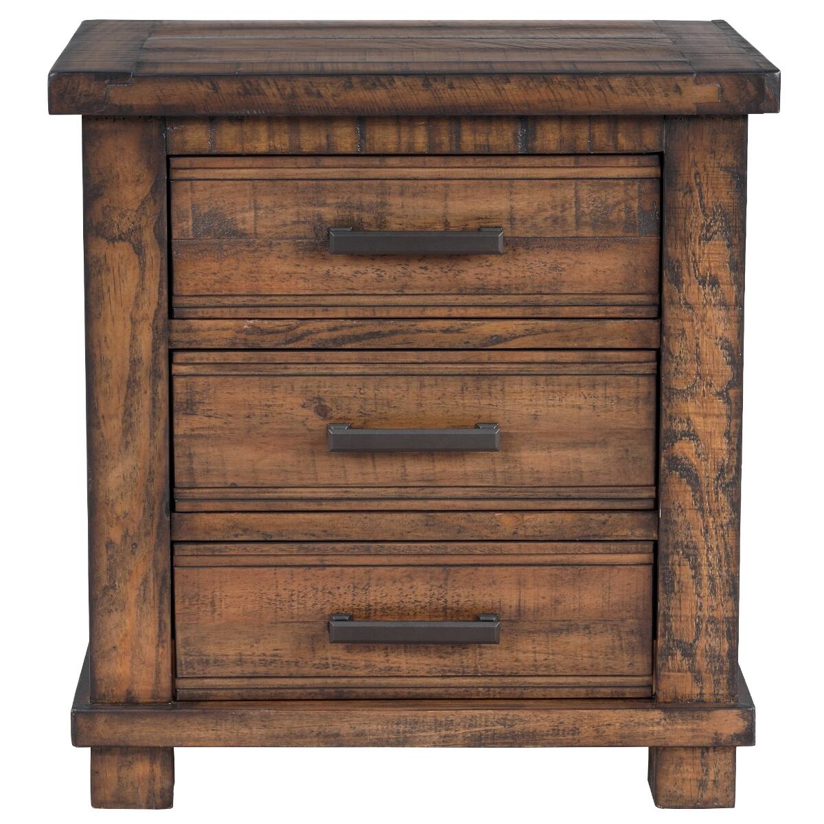 Alt View 4. Loheer - Loheer Three Drawer Nightstand Reclaimed Pine Wood Farmhouse Bedside Table - Natural.