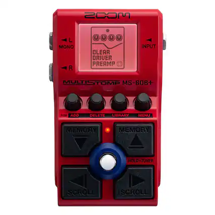 MONO L, R, INPUT, CLEAR, DRIVER, PREAMP, MULTISTOMP MS-60B+, PUSH, ADD, DELETE, LIBRARY, MENU, MEMORY, HOLD, TUNER, SCROLL, SCROLL