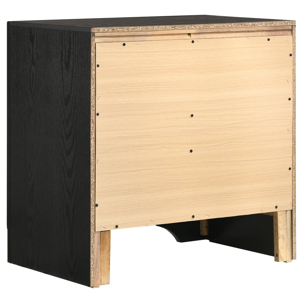 Alt View 4. Loheer - Loheer Black Two Drawer Nightstand with Hidden Jewelry Tray and Crystal Handles - Black.