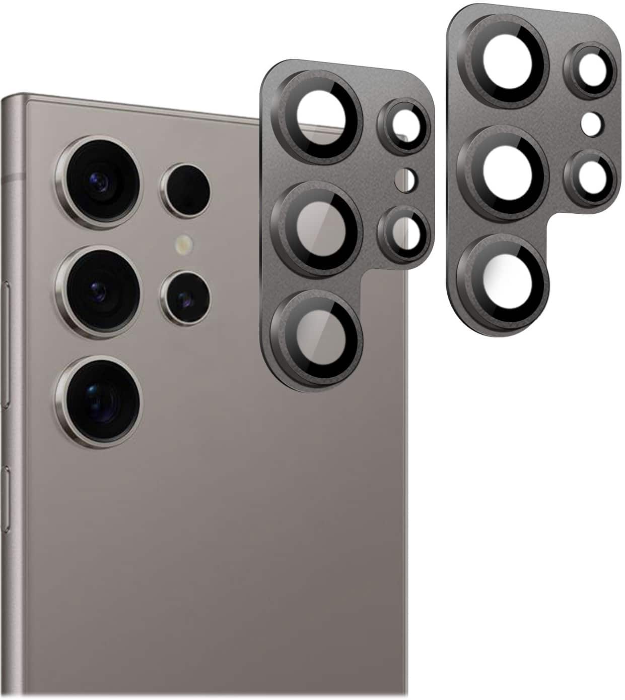 Angle. SaharaCase - ProShock Camera Lens Protector for Samsung Galaxy S24 Ultra (2-Pack) - Gray.