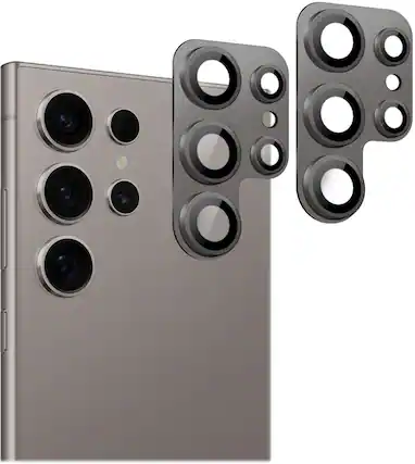 Angle. SaharaCase - ProShock Camera Lens Protector for Samsung Galaxy S24 Ultra (2-Pack) - Gray.