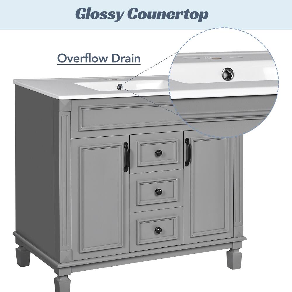 Glossy Countertop  
Overflow Drain