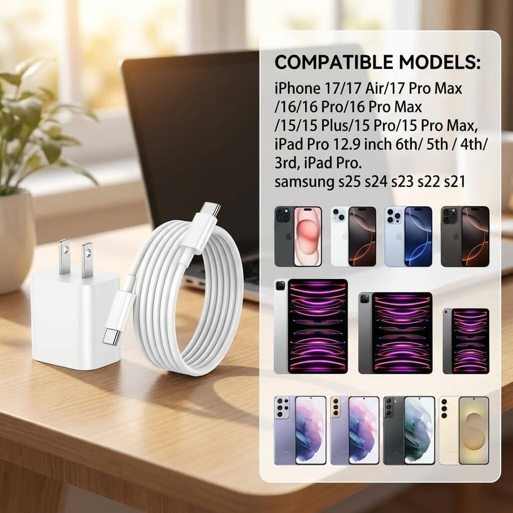 COMPATIBLE MODELS: iPhone 17/17 Air/17 Pro Max /16/16 Pro/16 Pro Max /15/15 Plus/15 Pro/15 Pro Max, iPad Pro 12.9 inch 6th/ 5th / 4th/ 3rd, iPad Pro. samsung s25 s24 s23 s22 s21