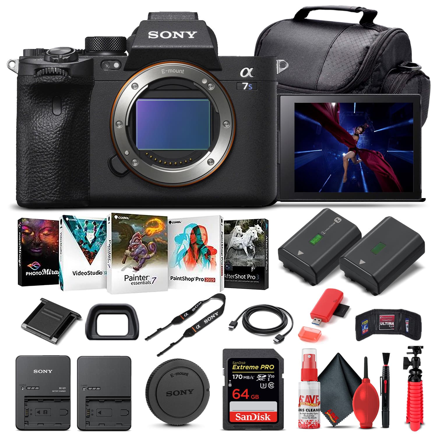 Sony - Alpha a7S III Mirrorless Camera Body Only ILCE7SM3/B Basic Bundle (International Version) - Black w/ Pro Bundle