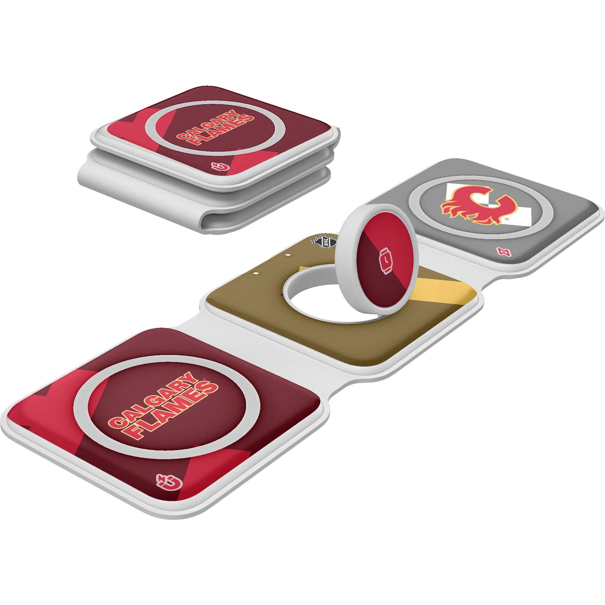Keyscaper - Calgary Flames 3-in-1 Foldable Charger - White
