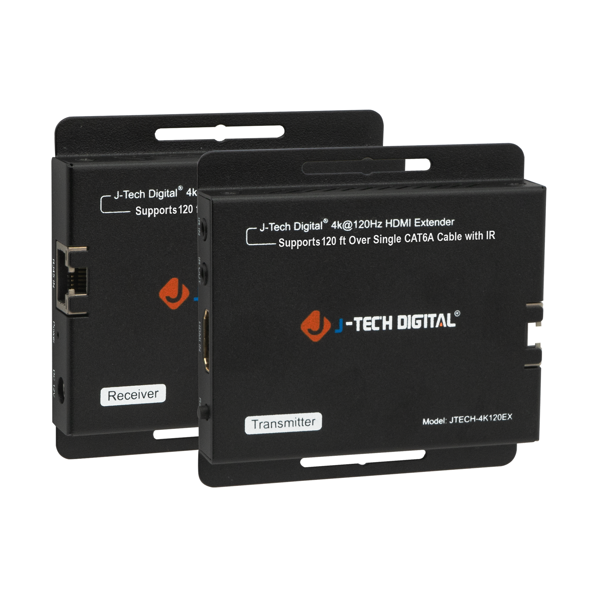 J-Tech Digital 4k@120Hz HDMI Extender Supports 120 ft Over Single CAT6 Cable with IR Receiver Transmitter Model: JTECH-4K120EX