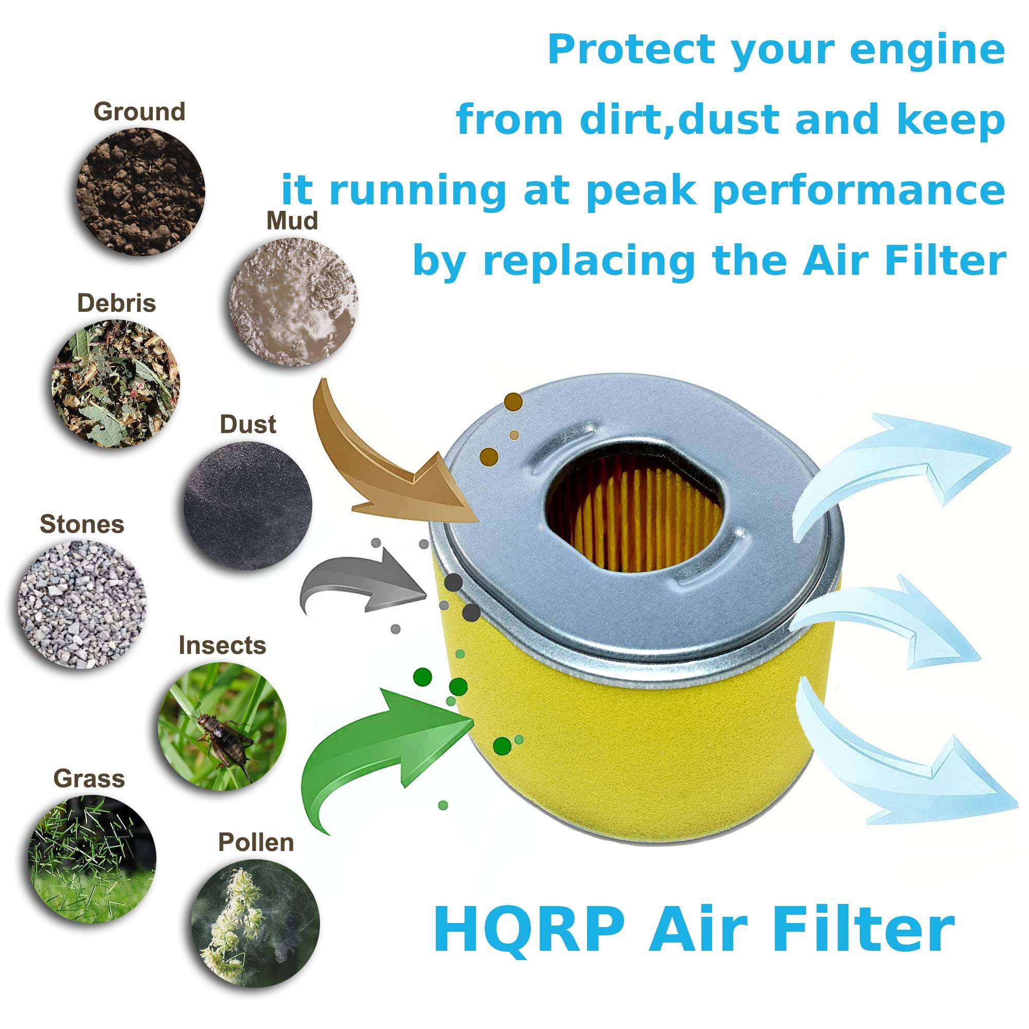 Protect your engine from dirt, dust, and keep it running at peak performance by replacing the Air Filter.

Ground Debris
Mud
Dust
Stones
Insects
Grass
Pollen

HQRP Air Filter