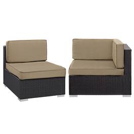 Gather Corner and Middle Outdoor Patio Sectional Set by Modway - Espresso Mocha