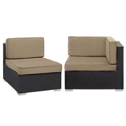 Front. Modway - Gather Corner and Middle Outdoor Patio Sectional Set by Modway - Espresso Mocha.
