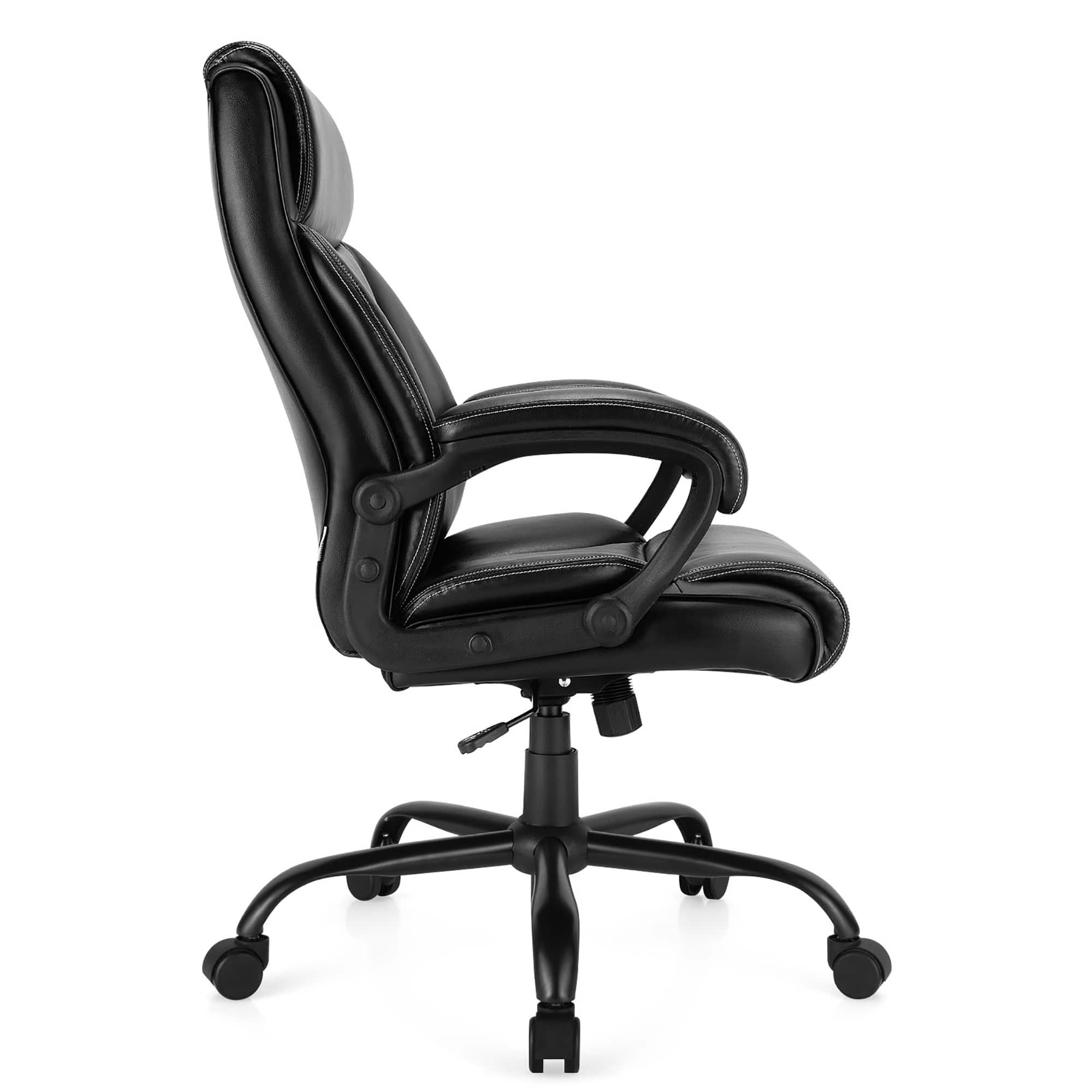 Alt View 20. Costway - Big & Tall Leather Office Chair with Adjustable High Back - Black.