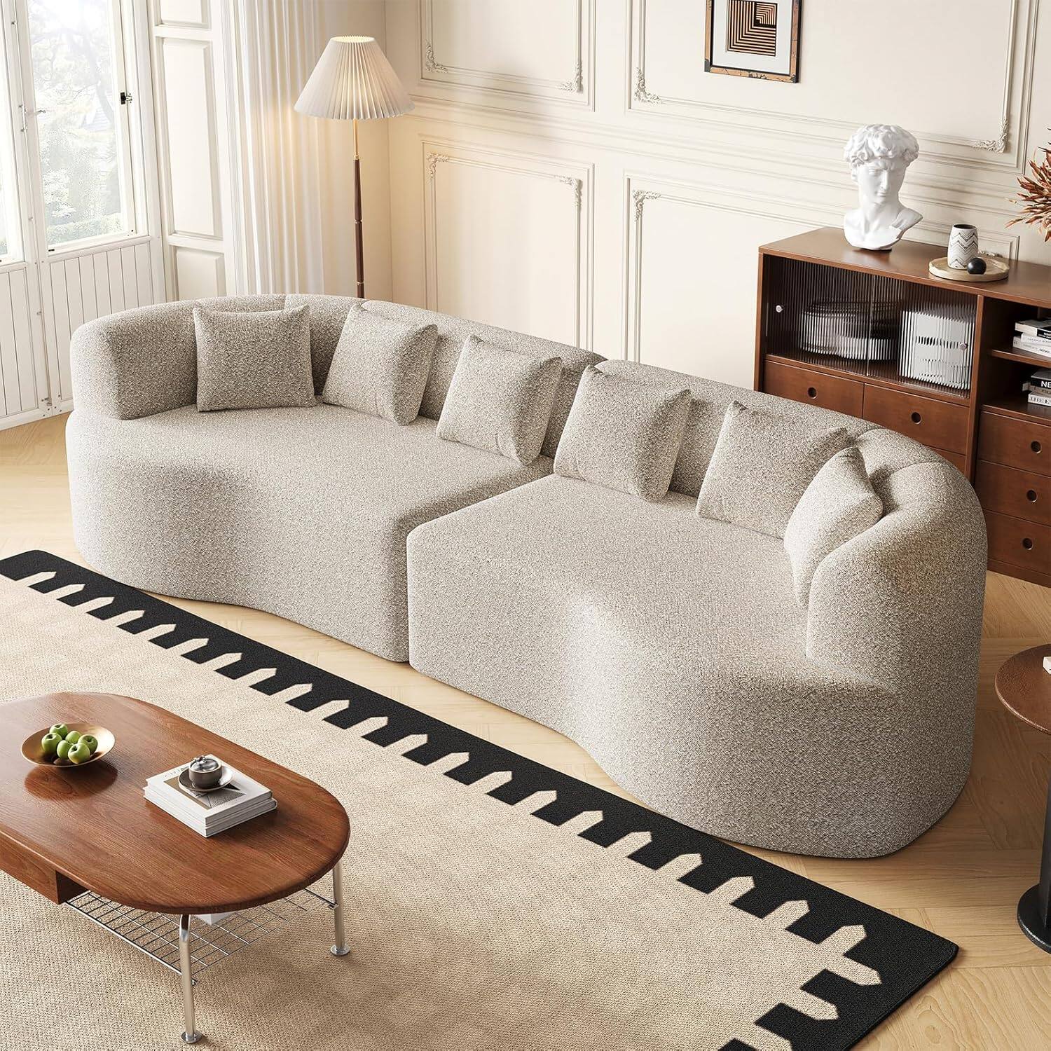 Alt View 2. Trinkets Crazed - 106.3" Curved Sectional Sofa Oversized Deep Seat Cloud Couch with 6 Pillows - khaki.