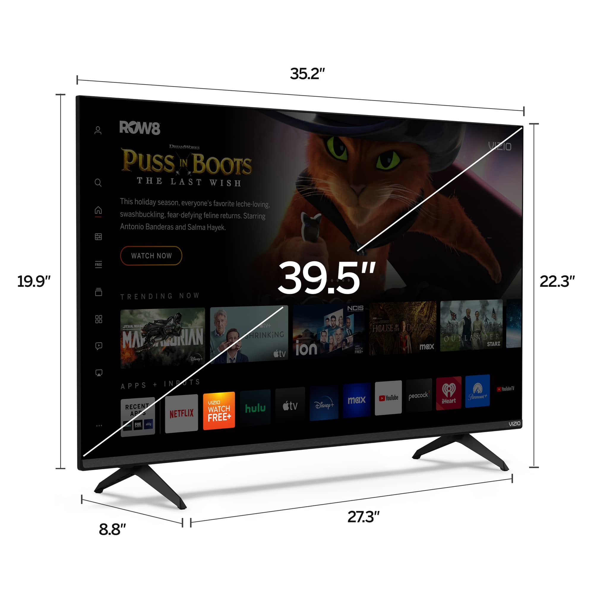 Left. VIZIO - 40" Class D-Series LED 1080P Smart TV - Black.