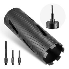 VEVOR - Core Drill Bit, 3-1/2 inch Diameter, 9-1/2 inch Drilling Depth, 5/8-11 Internal Thread, Diamond Dry Coring Bit - Black