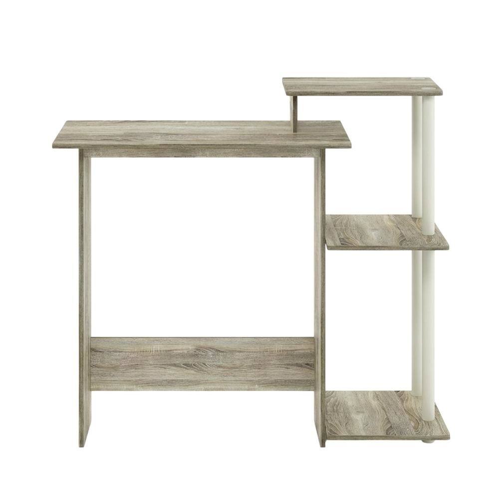 Back. BisonOffice - White Laptop Desk for Home Office - Compact Workspace Office Furniture - Sonoma Oak/White.