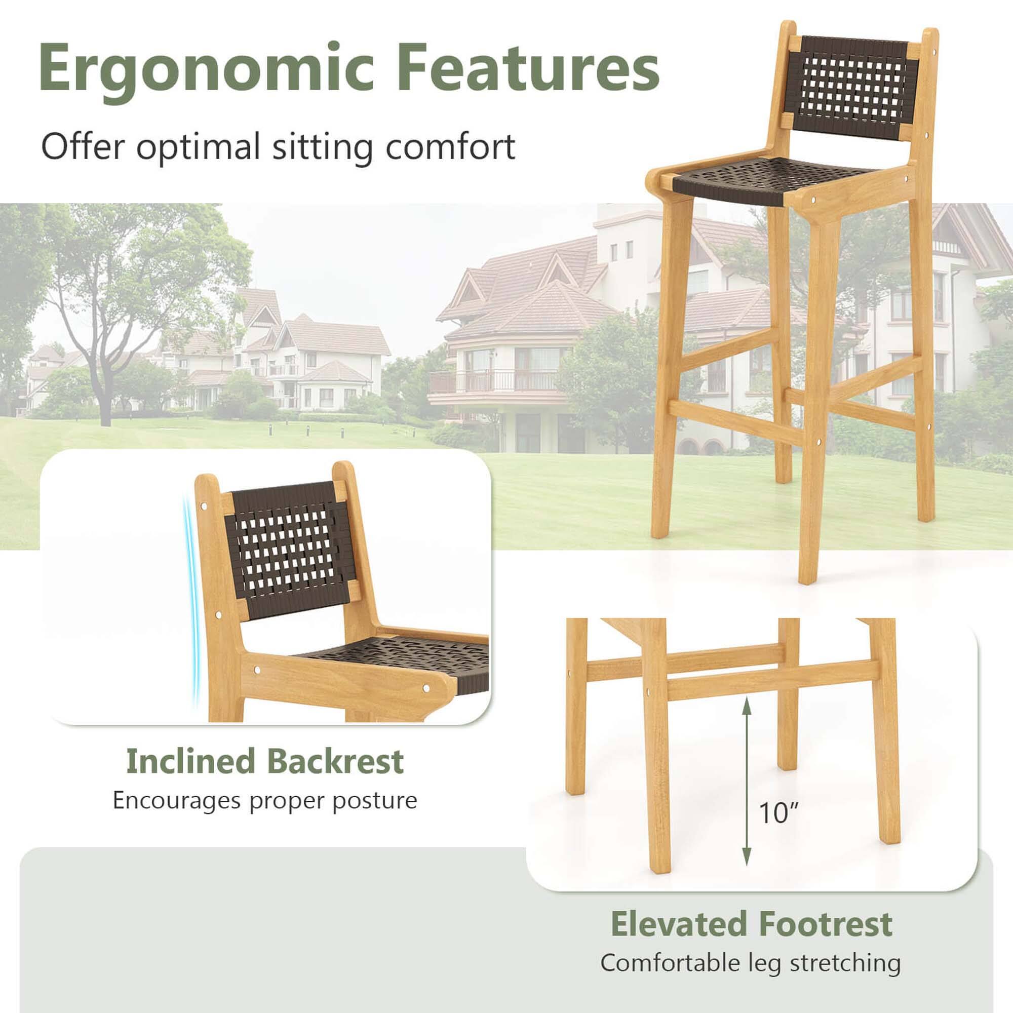 Ergonomic Features Offer optimal sitting comfort Inclined Backrest Encourages proper posture 10" Elevated Footrest Comfortable leg stretching