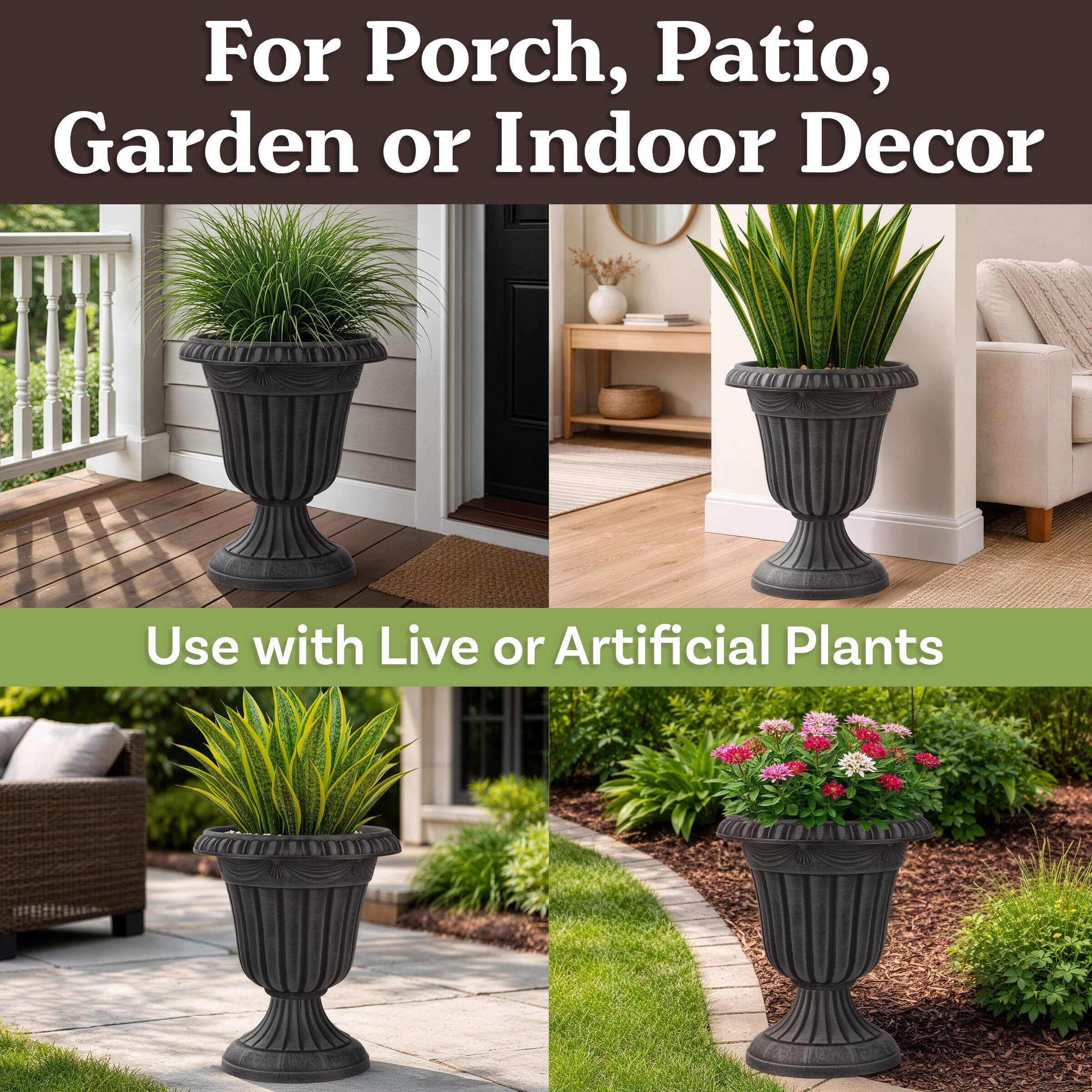 For Porch, Patio, Garden or Indoor Decor  
Use with Live or Artificial Plants