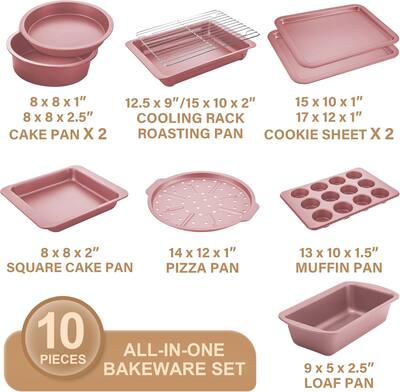 HONGBAKE 10 Pieces Bakeware Sets Including Rack, Cookie Sheet