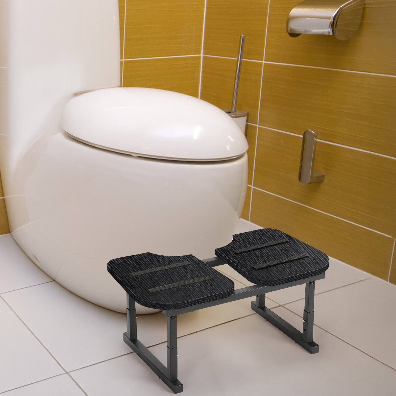 Alt View 1. Oumilen - Set of 2 Adjustable Toilet Foot Stools, Black - Black.