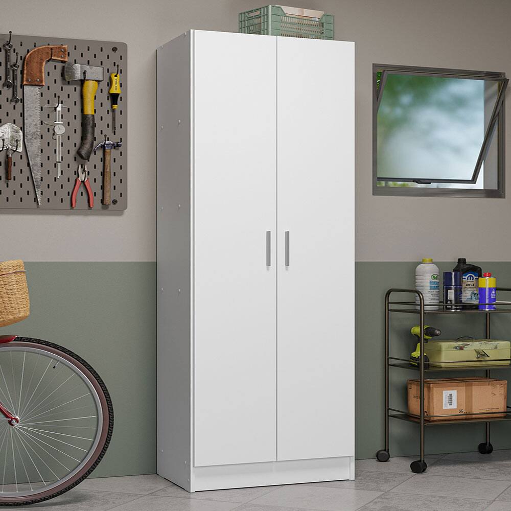 Angle. Madesa - Madesa Garage Pantry Storage Cabinet 2 Doors with 4 Utility Shelves 23"L Wooden Organization Unit for Garage - White - White.