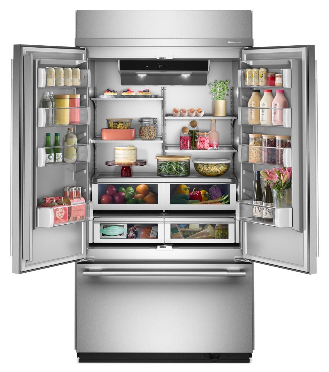 Alt View 1. KitchenAid - 24.2 Cu. Ft. Built-In French Door Bottom Mount Refrigerator - Stainless Steel with PrintShield Finish.