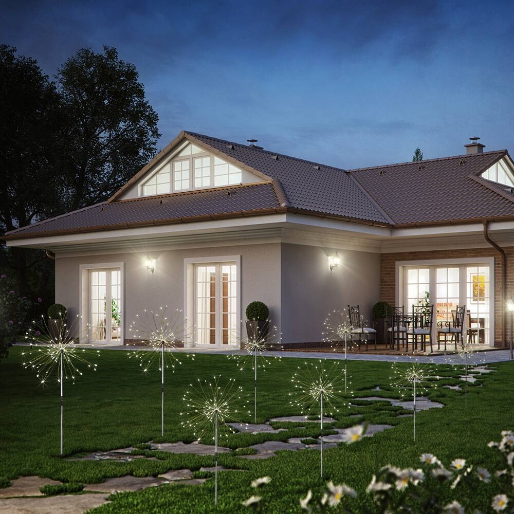 Alt View 1. Oumilen - Solar Firework Lights 4-in-1 Warm White 120LEDs with 8 Lighting Modes.