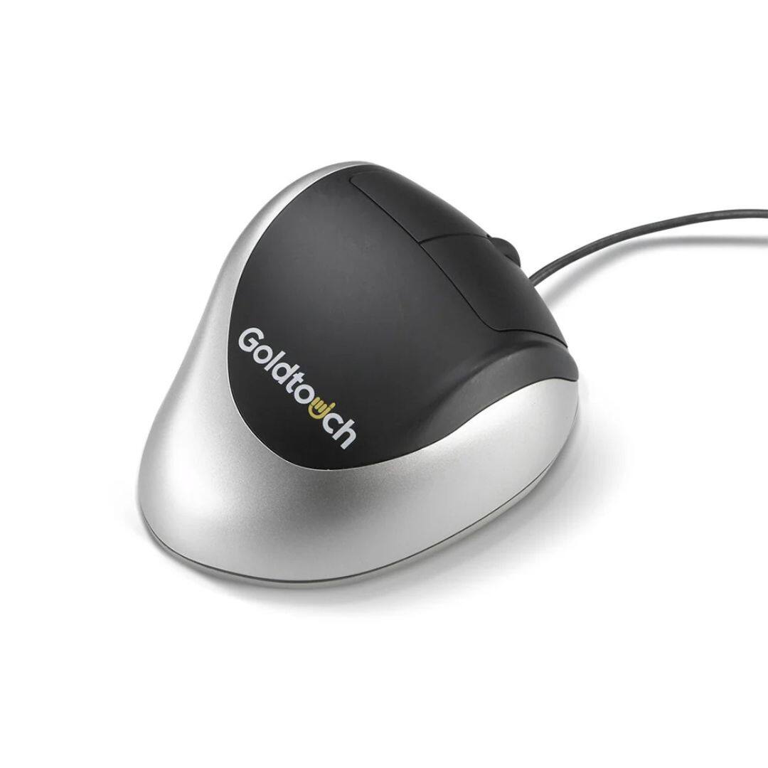 Front. Goldtouch - Goldtouch USB Comfort Mouse Right-Handed – Ergonomic 24° Angle, Wired, PC & Mac - Black and Silver.