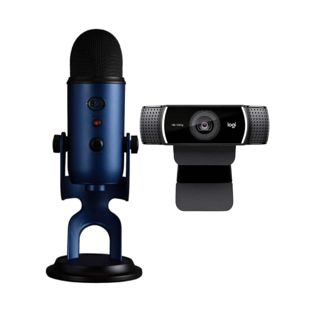 Logitech - Blue Microphones Yeti USB Microphone (Midnight Blue) Bundle with Webcam