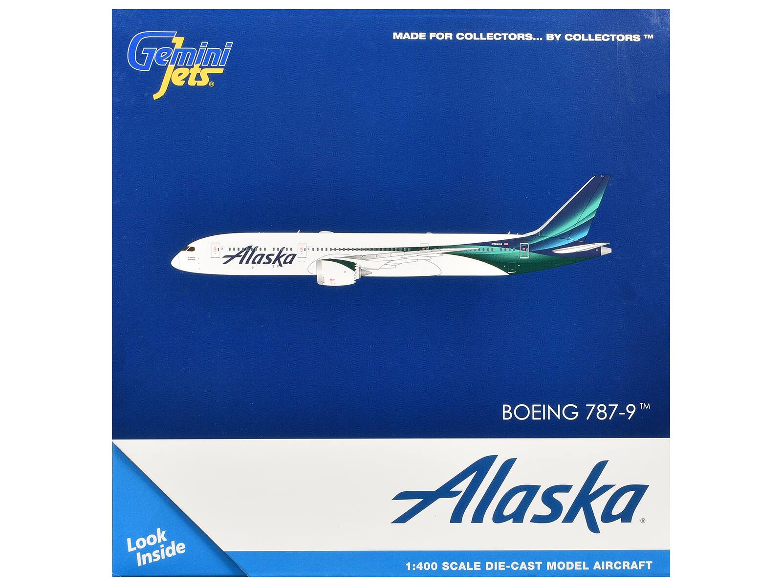 Gemini Jets  
MADE FOR COLLECTORS... BY COLLECTORS™  
Look Inside  
BOEING 787-9 Alaska 1:400 SCALE DIE-CAST MODEL AIRCRAFT