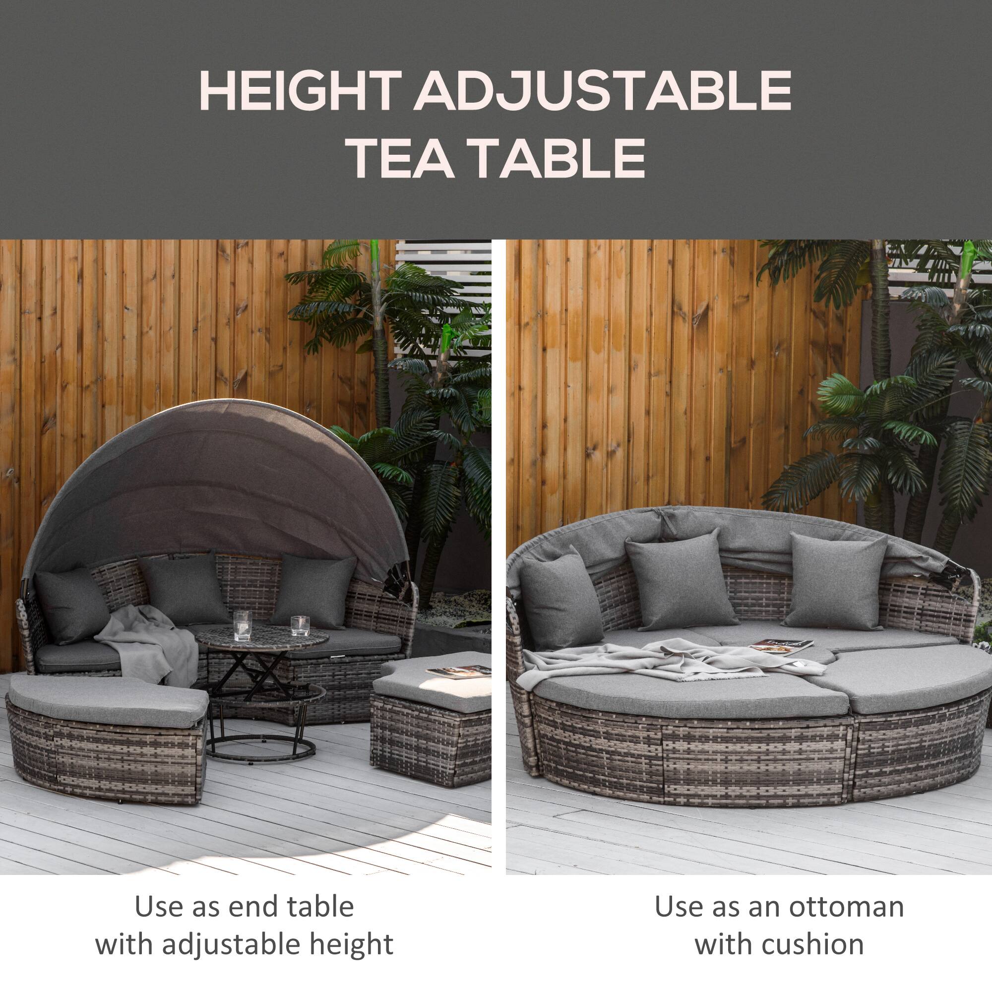 HEIGHT ADJUSTABLE TEA TABLE

Use as end table with adjustable height

Use as an ottoman with cushion