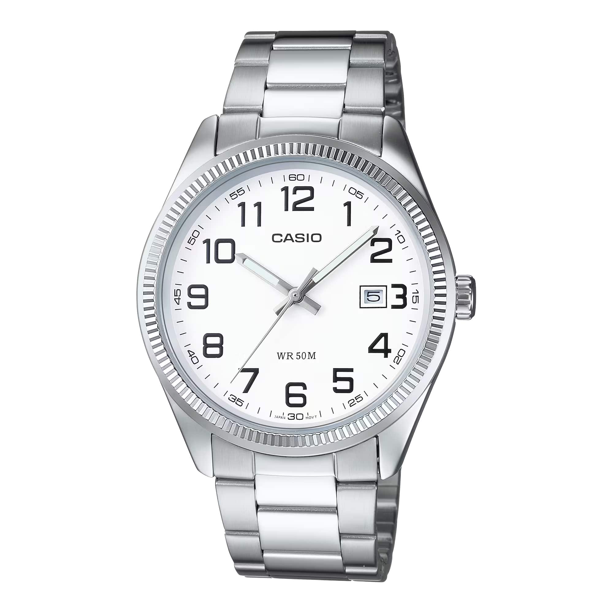 Casio - Men’s Classic White Dial Stainless Steel Watch - MTP-1302D-7BV - Silver