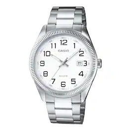 Casio - Men’s Classic White Dial Stainless Steel Watch - MTP-1302D-7BV - Silver