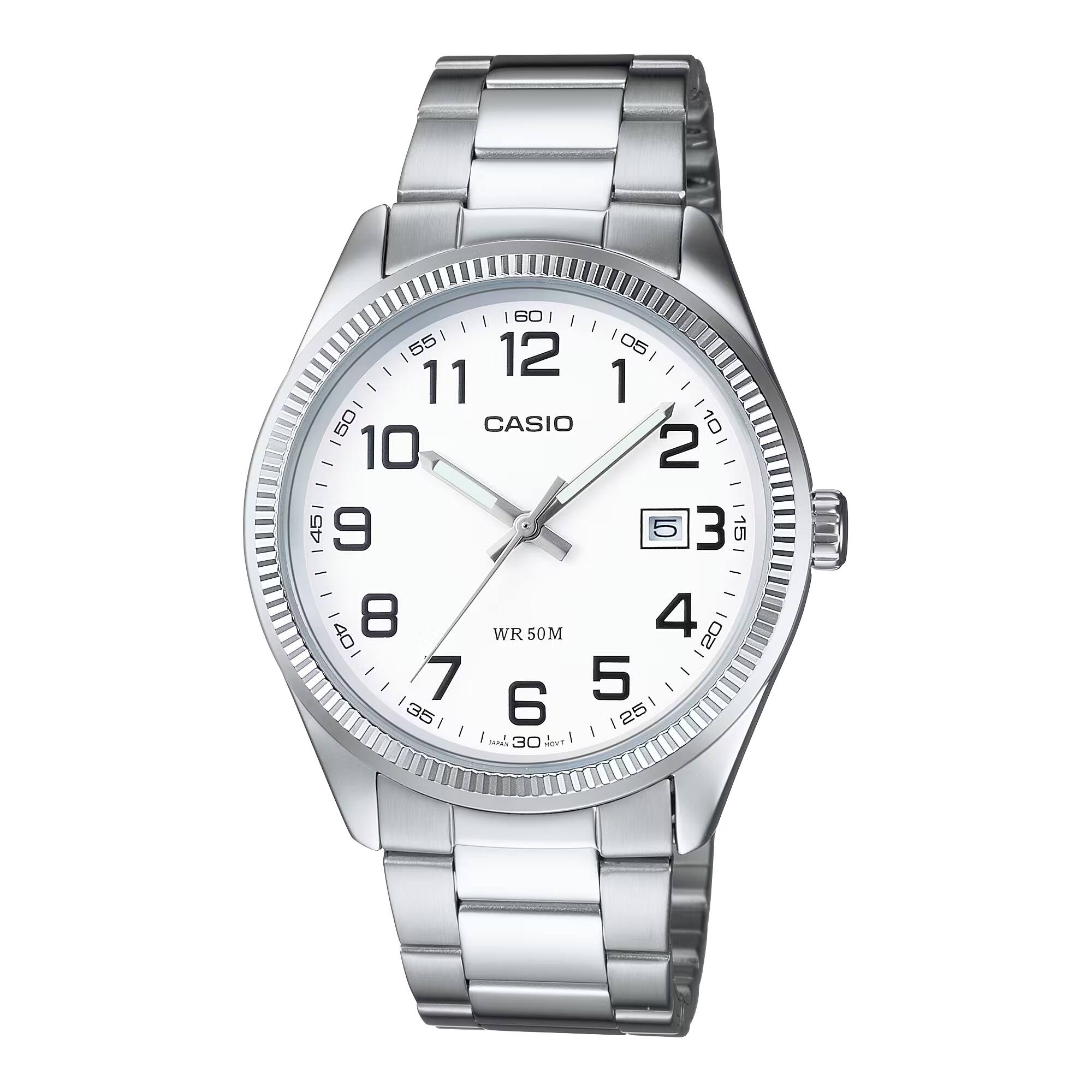 Casio - Men’s Classic White Dial Stainless Steel Watch - MTP-1302D-7BV - Silver