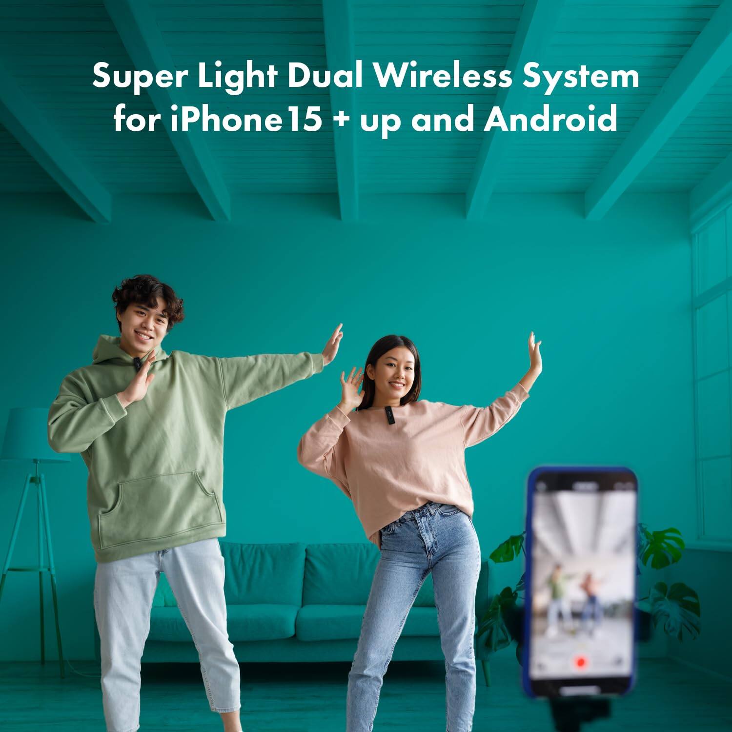 Super Light Dual Wireless System for iPhone 15+ up and Android