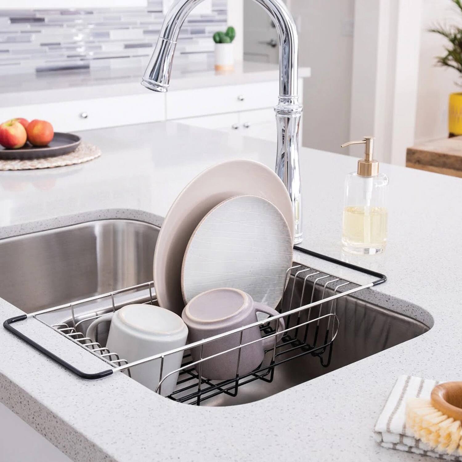 Back. Better Houseware - Better Houseware 1484.8 Stainless Steel Over-the-sink Dish Drainer - silver.