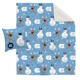 Pegasus - North Carolina Tar Heels Holiday Reindeer Blanket and Pillow Combo Set - Multicolor