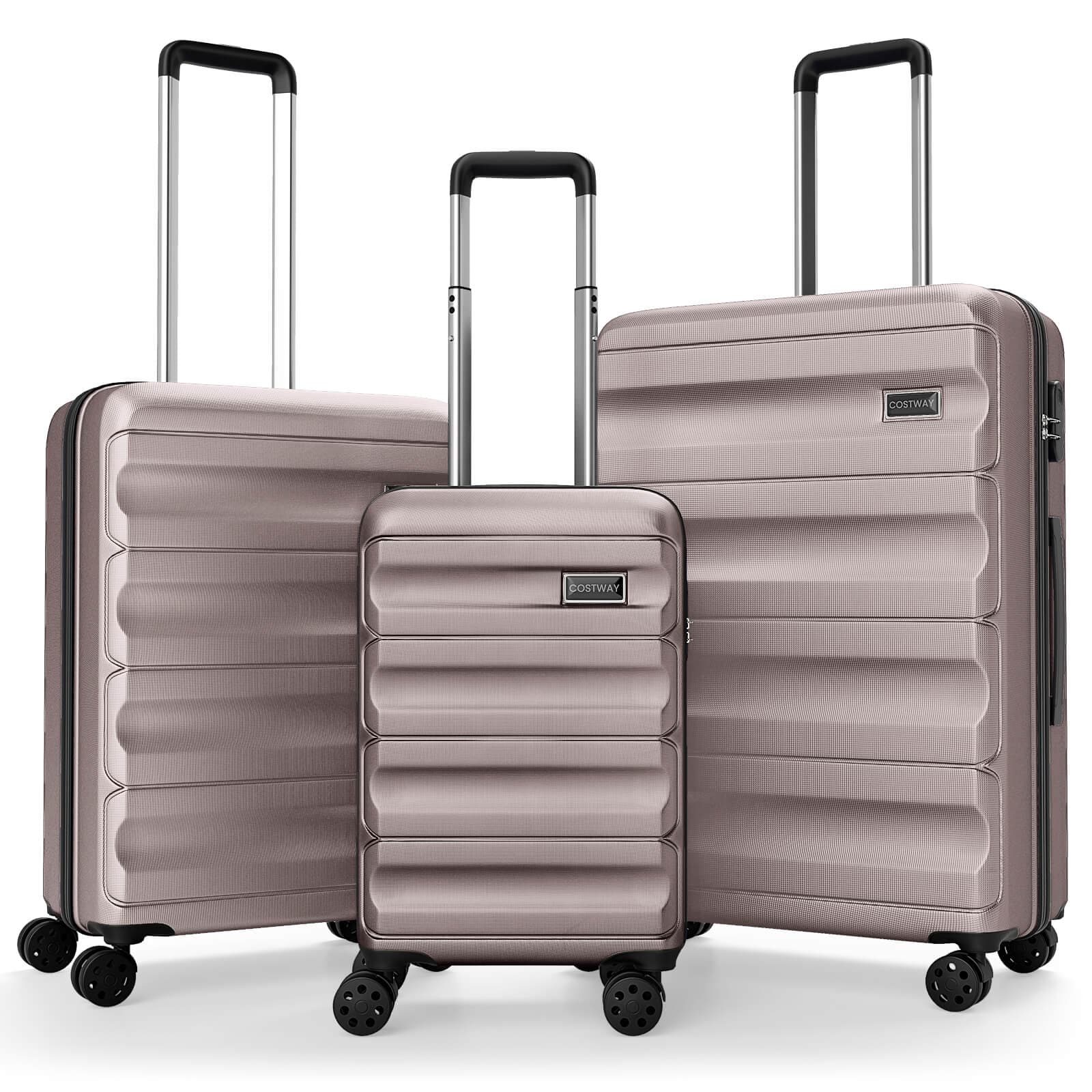 Costway - 3 PCS Hardside Luggage Set (20/24/28 Inch) with 8-Spinner Wheels, 3-Digital Lock - Pink price history on PriceWatchPro