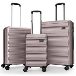 Costway - 3 PCS Hardside Luggage Set (20/24/28 Inch) with 8-Spinner Wheels, 3-Digital Lock - Pink