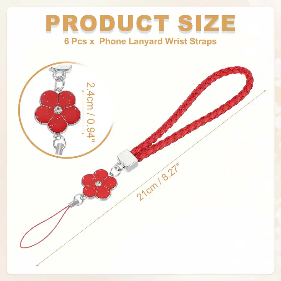 Unique Bargains 6pcs Creative Braided Flower Phone Charm Wrist Lanyard ...