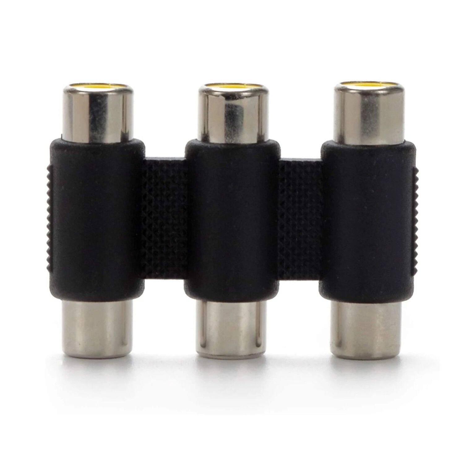 Front. Stock Preferred - 6pc AV 3 RCA Female-to-Female Jack Coupler Adapter - Black.